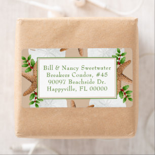 Adresetiketten voor Kerstmis met doorn en goudstak Etiket