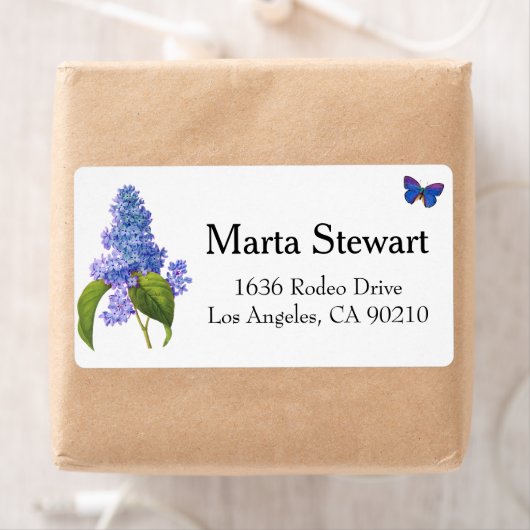 Adresetiketten voor lila en vlinder etiket (Insitu)