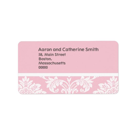 Adresetiketten voor roze Damask Wedding Etiket (Voorkant)