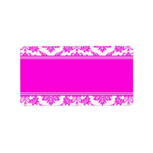 Adresetiketten voor roze Damask Wedding Etiket