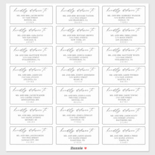 Adresetiketten voor weduwschap tussen calligrafisc sticker