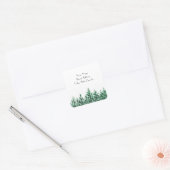 adresetiketten "Waterverf Pine Trees" Vierkante Sticker (Envelop)
