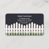 Adreskaart met witte omheining en gras visitekaartje (Voorkant)