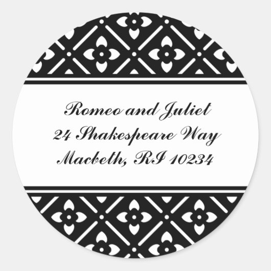 Adreslabel met Lotus Square Pattern Ronde Sticker (Voorkant)