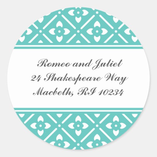 Adreslabel met Lotus Square Pattern Ronde Sticker (Voorkant)