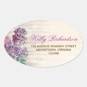 Adreslabel - sticker met lila bloemen