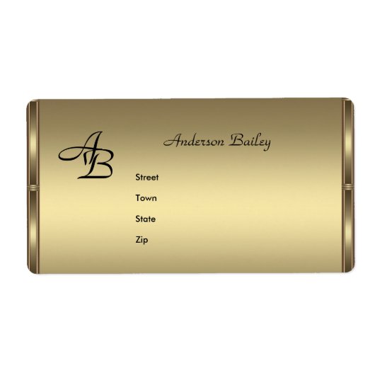 Adreslabels Elegante Bronzen Initialen Etiket (Voorkant)