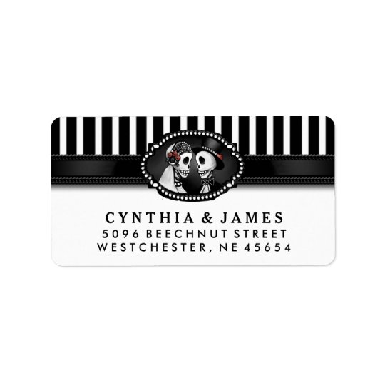Adresse blanche noire de squelettes de mariage de étiquettes d’adresse