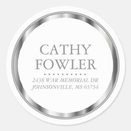 Adresse classique Étiquettes argent et blanc (Devant)