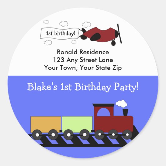 Adresse de retour arrondi Étiquette Plans et train (Devant)