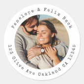 Adresse de retour Couple Photo Classic Sticker ron (Devant)