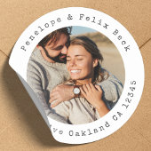 Adresse de retour Couple Photo Classic Sticker ron