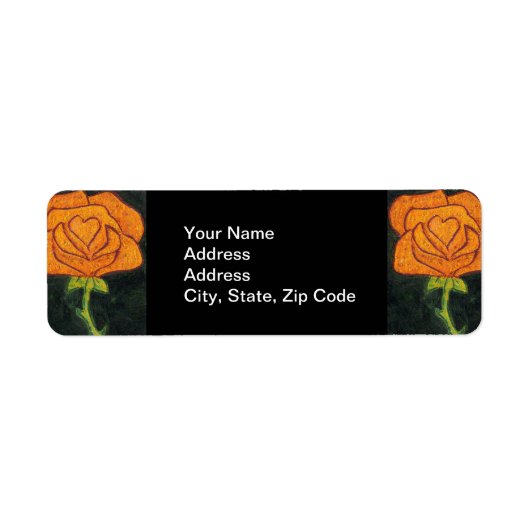 Adresse de retour de fleurs Étiquette rose orange (Devant)