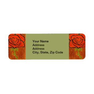 Adresse de retour de fleurs Étiquette rose rouge e