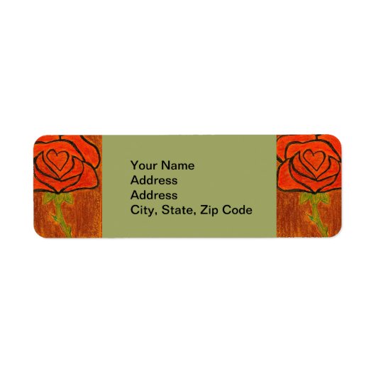 Adresse de retour de fleurs Étiquette rose rouge e (Devant)