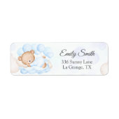 Adresse de retour du baby shower Étiquette Ours bl (Devant)