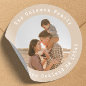 Adresse de retour Famille Photo Sticker rond class