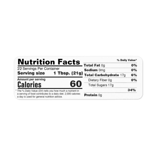 Adresse de retour horizontale Étiquette de la nutr (Devant)