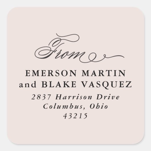 Adresse de retour mariage rouge autocollant rose (Devant)