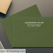 Adresse de retour minimaliste Olive Green