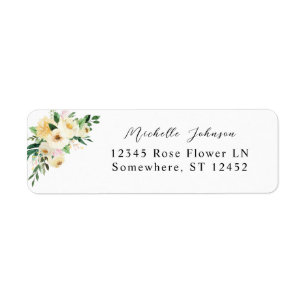 Adresse de retour rose et jaune Floral Étiquette 2