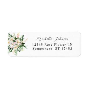 Adresse de retour rose et jaune Floral Étiquette 3