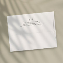 Adresse de retour simple en monogramme blanc sur l