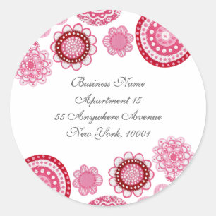 Adresse de retour Sticker Étiquette rose Fleurs bl