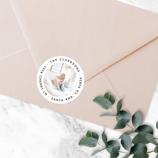 Adresse de retour Sticker photo rond classique