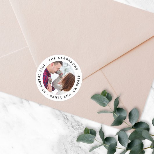 Adresse de retour Sticker photo rond classique