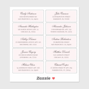 Adresse des invités roses. étiquettes mariages