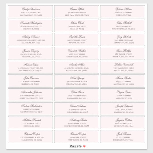 Adresse des invités roses. étiquettes mariages (Feuille)