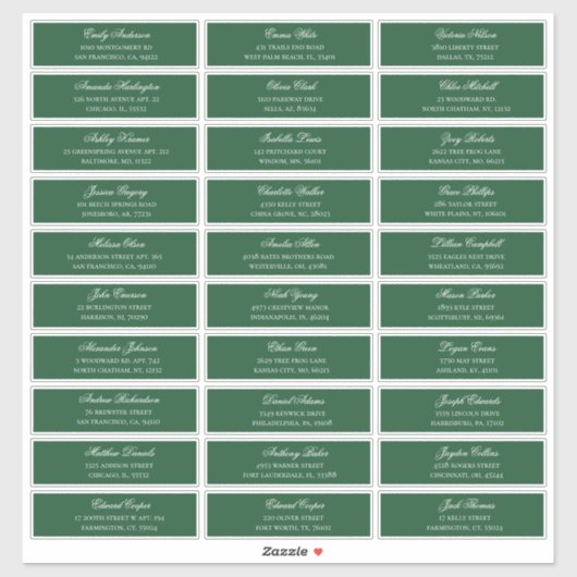 Adresse des noms de clients verts. étiquette d'exp (Feuille)