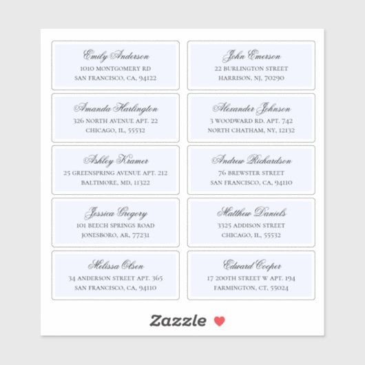 Adresse des noms des hôtes bleus. étiquettes maria (Feuille)