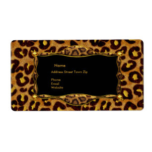 Adresse Étiquette Noir Or Label Leopard