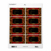 Adresse Léopard Rouge Étiquette Noir Or (Feuille entière)