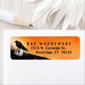 Adresse Retour Étiquette - Halloween Corbeau & Crâ (En situation)