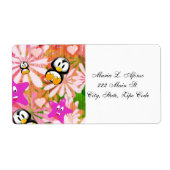 Adresse Retour Étiquette Pingouins Floral (Devant)