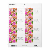 Adresse Retour Étiquette Pingouins Floral (Feuille entière)