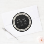 Adresse ronde Étiquettes noir et argent (Enveloppe)