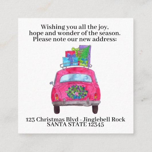 Adresse Voiture rouge Faire-part avec cadeaux de N (Dos)