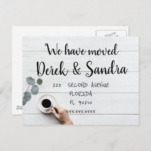 Adreswijziging briefkaart dat we koffie hebben ver (Voorkant / Achterkant)