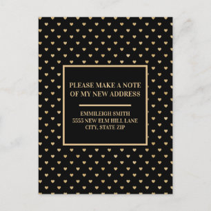 Adreswijziging Elegant Black Gold Hearts Briefkaart