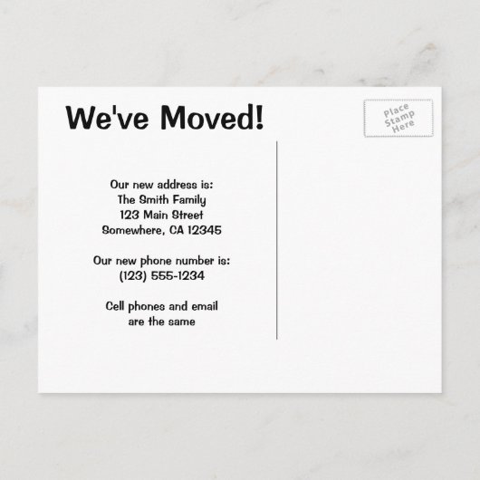 adreswijziging, Groot-Brittannië Aankondigingskaart (Achterkant)