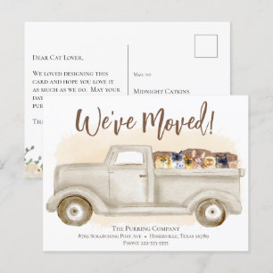 Adreswijziging, katten, aankondiging van verhuiswa briefkaart