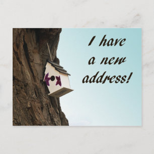 Adreswijziging met vogelhuisje briefkaart