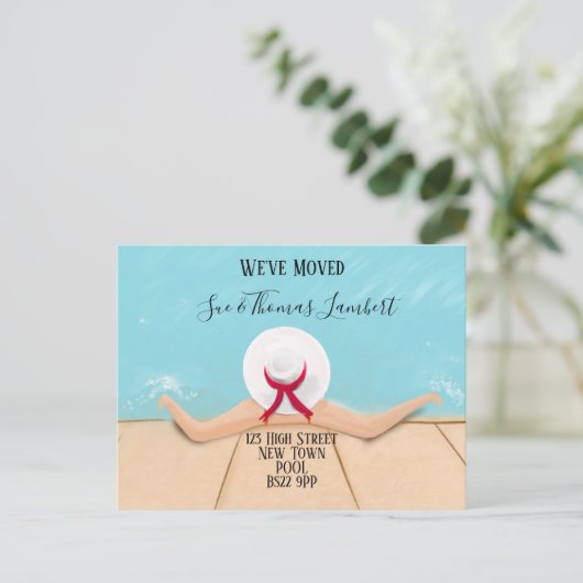 Adreswijziging POOL Side Aankondigingskaart (Staand voorkant)