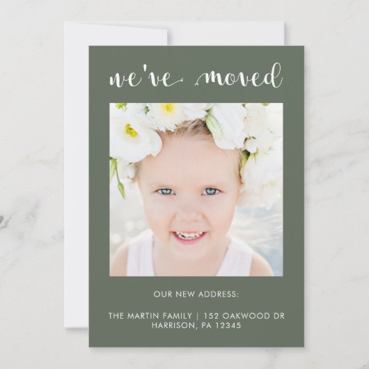 Adreswijziging Rustic jute look met foto Aankondiging (Voorkant)