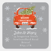 Adreswijziging Sticker Kerstkaart met boom (Voorkant)