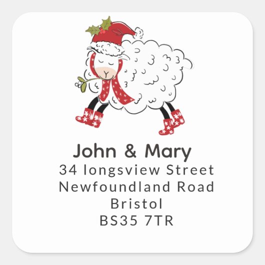 Adreswijziging Sticker | Kerstschaap / Lam (Voorkant)